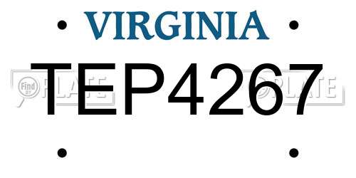 TEP4267 Virginia License Plate