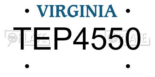 TEP4550 Virginia License Plate