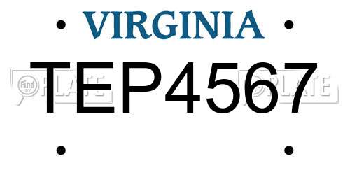 TEP4567 Virginia License Plate