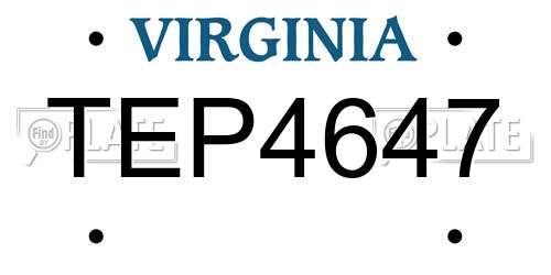TEP4647 Virginia License Plate