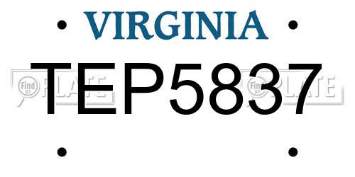 TEP5837 Virginia License Plate