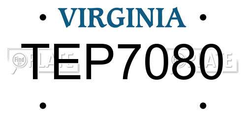 TEP7080 Virginia License Plate