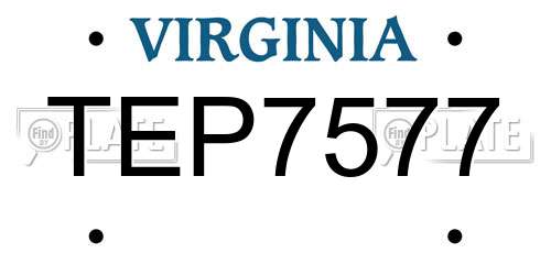 TEP7577 Virginia License Plate
