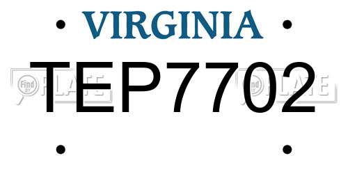 TEP7702 Virginia License Plate