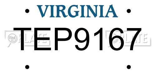 TEP9167 Virginia License Plate