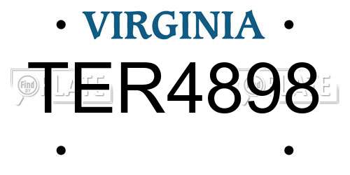TER4898 Virginia License Plate