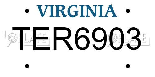 TER6903 Virginia License Plate