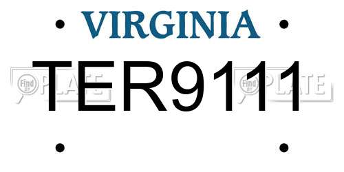 TER9111 Virginia License Plate