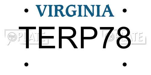 TERP78 Virginia License Plate