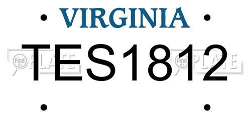 TES1812 Virginia License Plate