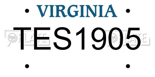 TES1905 Virginia License Plate