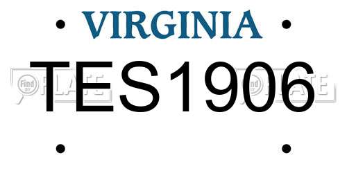 TES1906 Virginia License Plate