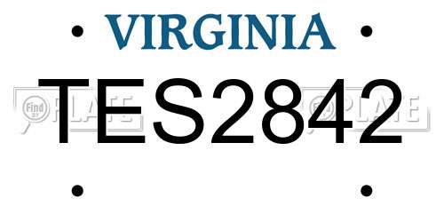 TES2842 Virginia License Plate