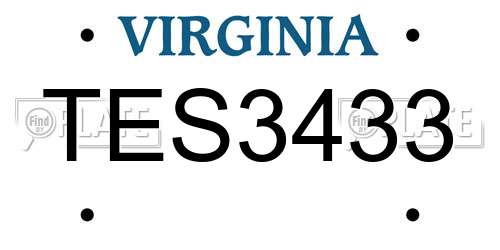 TES3433 Virginia License Plate
