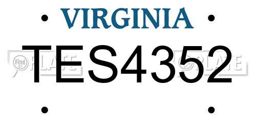 TES4352 Virginia License Plate