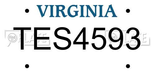 TES4593 Virginia License Plate