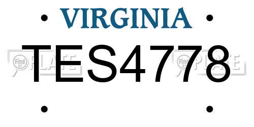 TES4778 Virginia License Plate