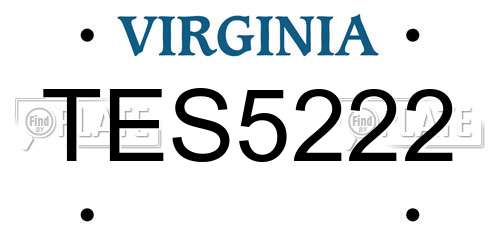 TES5222 Virginia License Plate