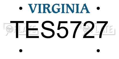TES5727 Virginia License Plate