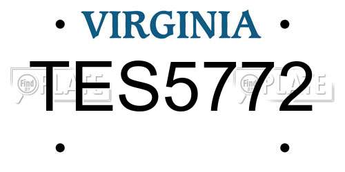 TES5772 Virginia License Plate