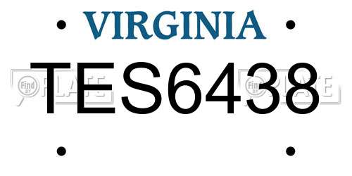 TES6438 Virginia License Plate