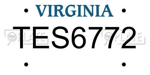TES6772 Virginia License Plate