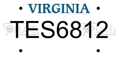 TES6812 Virginia License Plate