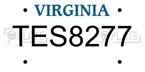 TES8277 Virginia License Plate
