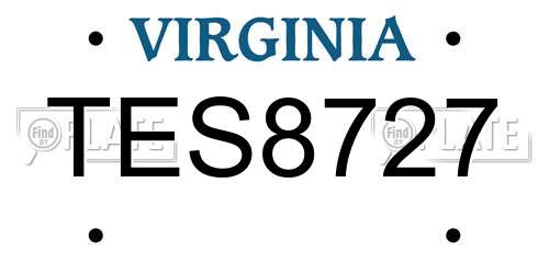 TES8727 Virginia License Plate