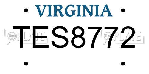 TES8772 Virginia License Plate