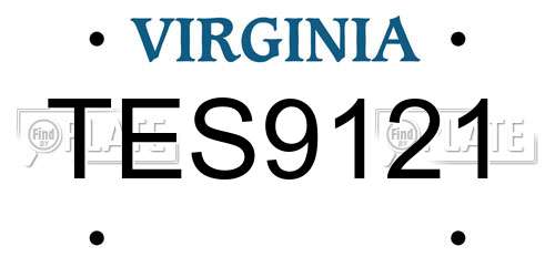 TES9121 Virginia License Plate