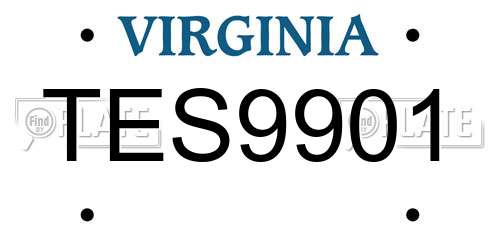 TES9901 Virginia License Plate
