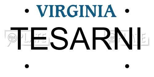 TESARNI Virginia License Plate