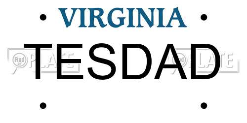 TESDAD Virginia License Plate