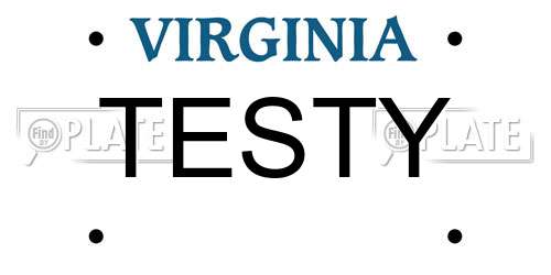 TESTY Virginia License Plate