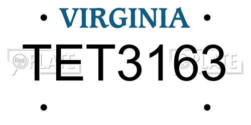 TET3163 Virginia License Plate