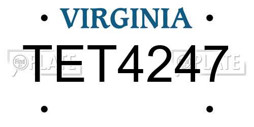 TET4247 Virginia License Plate