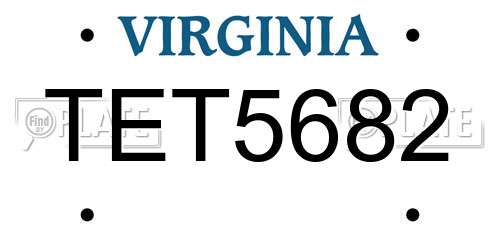 TET5682 Virginia License Plate