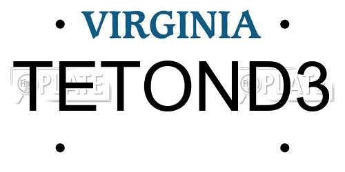 TETOND3 Virginia License Plate