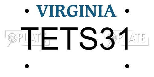 TETS31 Virginia License Plate