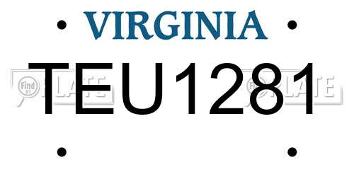 TEU1281 Virginia License Plate