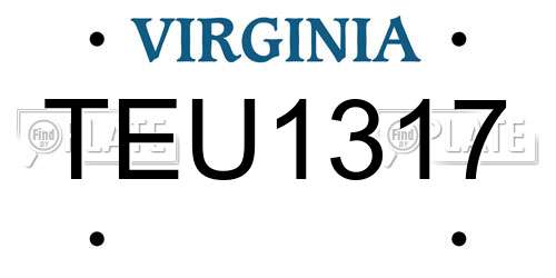 TEU1317 Virginia License Plate