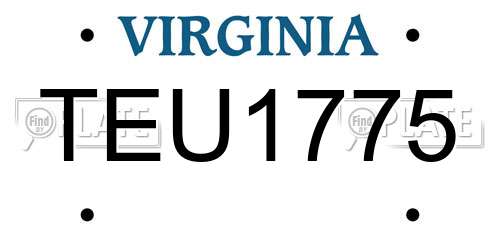 TEU1775 Virginia License Plate