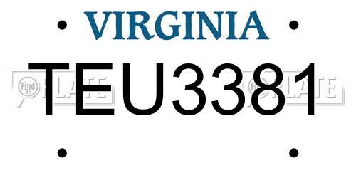 TEU3381 Virginia License Plate