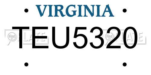 TEU5320 Virginia License Plate