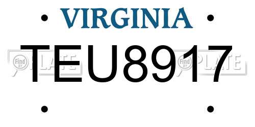 TEU8917 Virginia License Plate