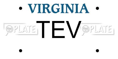 TEV Virginia License Plate