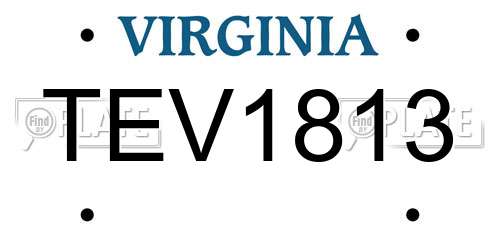 TEV1813 Virginia License Plate
