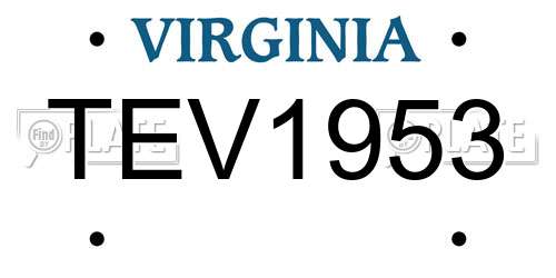TEV1953 Virginia License Plate