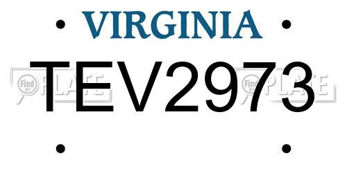 TEV2973 Virginia License Plate
